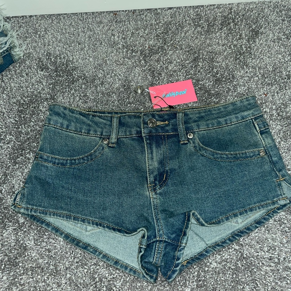 edikted blue denim jean shorts